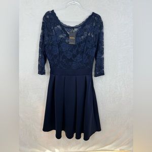Elegant Navy Blue Lace Dress size XL